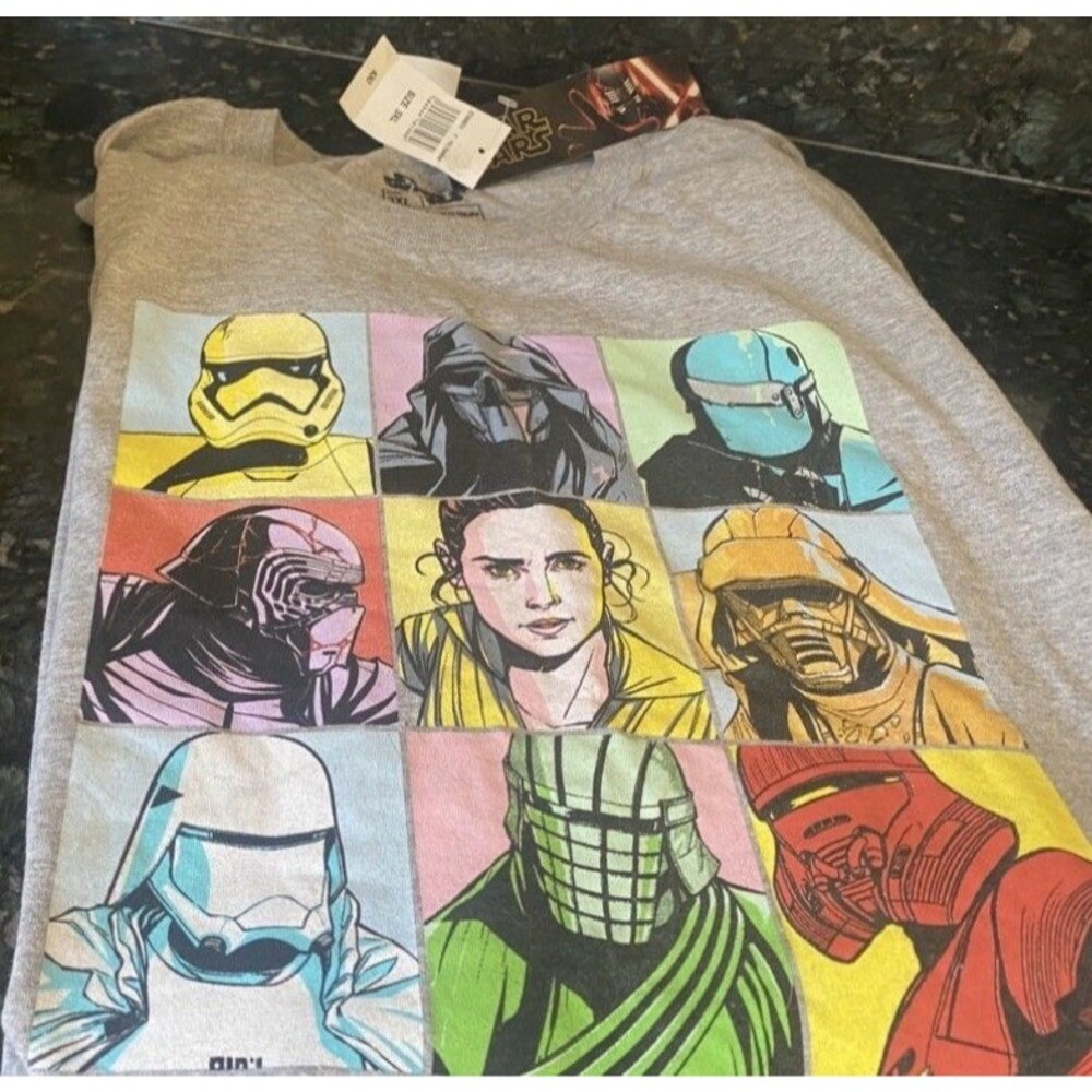 Men’s Star Wars Character Grid Graphic T-Shirt 3XL Heather Gray Multi-Color